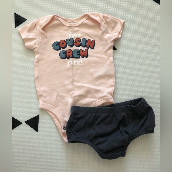 Carter’s|Baby girl set,light pink bodysuit onesie COUSIN CREW & diaper cover••• - Picture 3 of 6